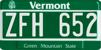 VT license plate ZFH652