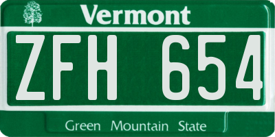 VT license plate ZFH654