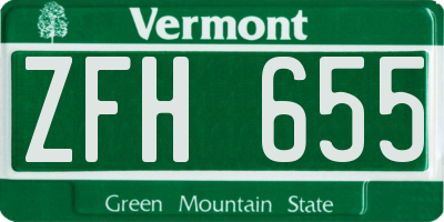 VT license plate ZFH655