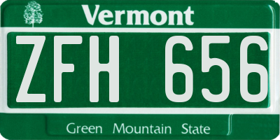 VT license plate ZFH656