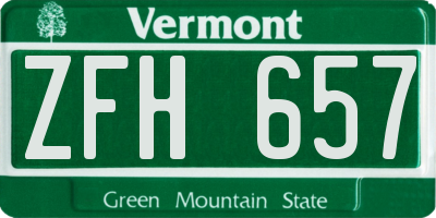 VT license plate ZFH657