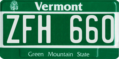 VT license plate ZFH660