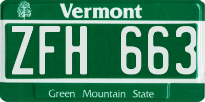 VT license plate ZFH663