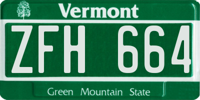 VT license plate ZFH664