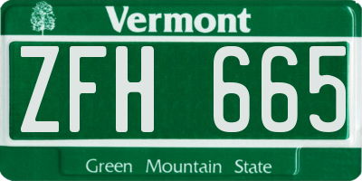 VT license plate ZFH665