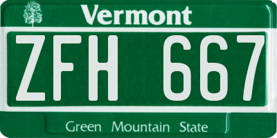 VT license plate ZFH667