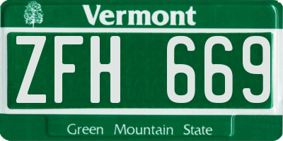 VT license plate ZFH669