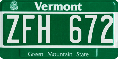 VT license plate ZFH672