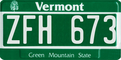 VT license plate ZFH673