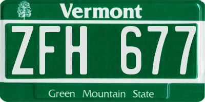 VT license plate ZFH677