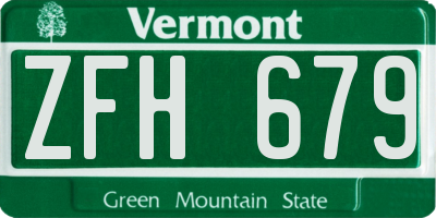 VT license plate ZFH679