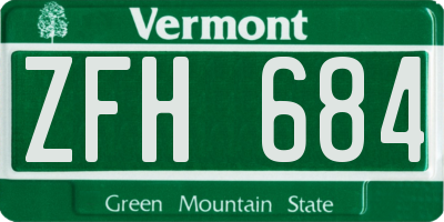VT license plate ZFH684