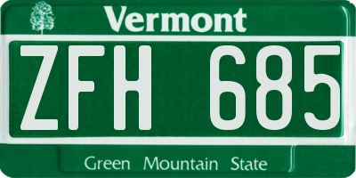 VT license plate ZFH685