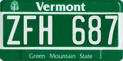 VT license plate ZFH687
