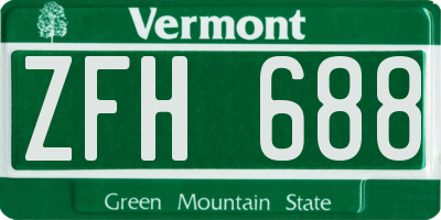 VT license plate ZFH688