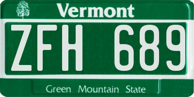 VT license plate ZFH689