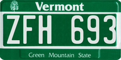 VT license plate ZFH693