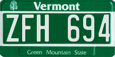 VT license plate ZFH694