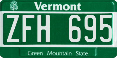 VT license plate ZFH695
