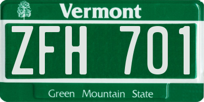 VT license plate ZFH701