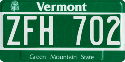 VT license plate ZFH702
