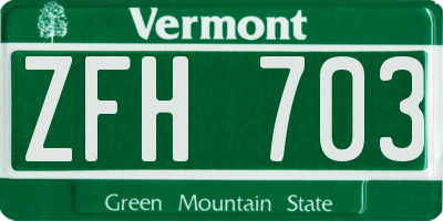 VT license plate ZFH703
