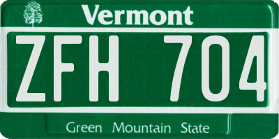 VT license plate ZFH704