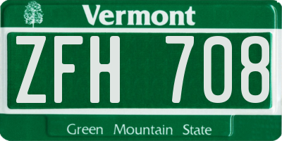VT license plate ZFH708