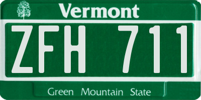 VT license plate ZFH711