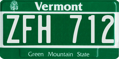 VT license plate ZFH712
