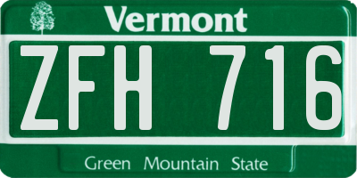 VT license plate ZFH716