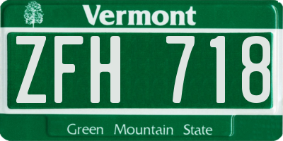 VT license plate ZFH718