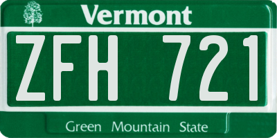 VT license plate ZFH721