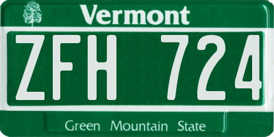VT license plate ZFH724