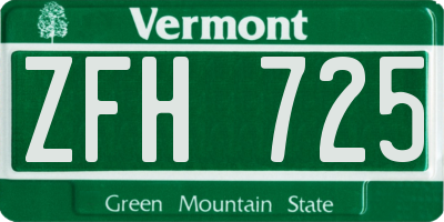 VT license plate ZFH725