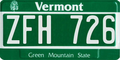 VT license plate ZFH726