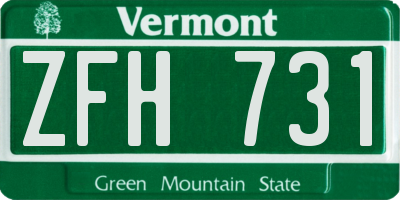 VT license plate ZFH731