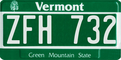 VT license plate ZFH732