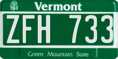 VT license plate ZFH733