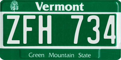 VT license plate ZFH734