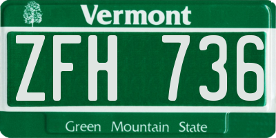 VT license plate ZFH736