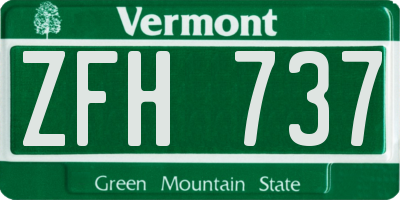 VT license plate ZFH737