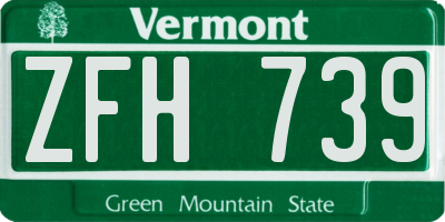 VT license plate ZFH739