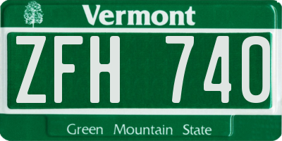VT license plate ZFH740