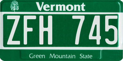VT license plate ZFH745