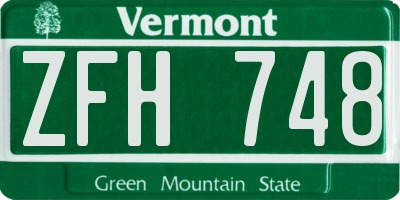 VT license plate ZFH748