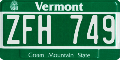 VT license plate ZFH749