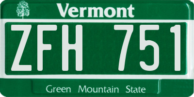 VT license plate ZFH751