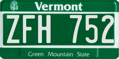 VT license plate ZFH752