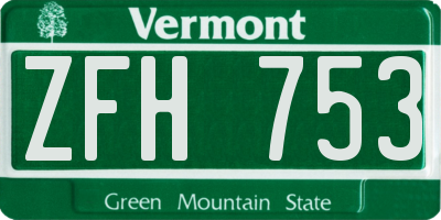 VT license plate ZFH753